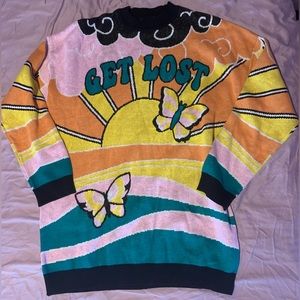 dolls kill knitted intarsia oversized “get lost” sweater